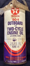 Vintage Texaco 16 ounce 2 cycle snowmobile, chainsaw steel oil can. Full