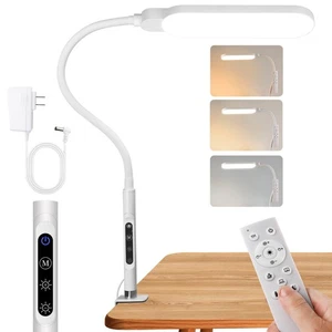 LED Lampe de bureau à pince – 360° Flexible, toucher Dimmer, 5 Modes, blanc pour les yeux