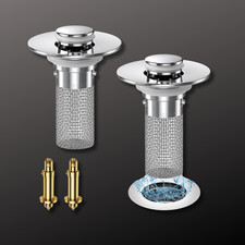 2-Pack Sink Stopper Hair Catcher Bathroom Pop Up Sink Drain Strainer Filter Plug