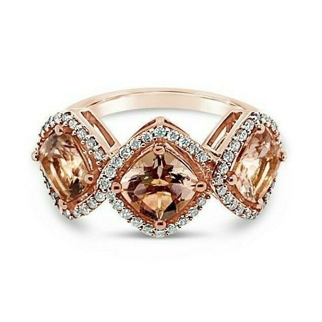 Le Vian 14K Rose Gold Statement Ring for Her Vanilla Diamond Morganite Size 7