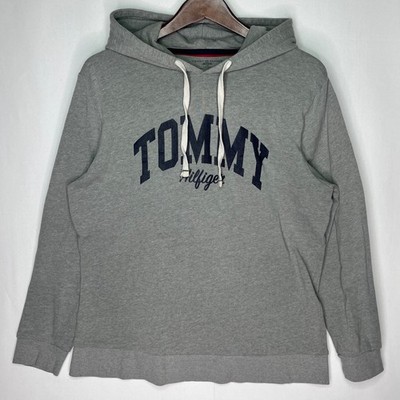 Tommy Hilfiger Men s L Gray Logo Pullover Hoodie Sweatshirt