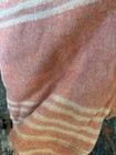 Antique French Wool Blanket Throw Pink Striped With Maker Tag Look — photo 9