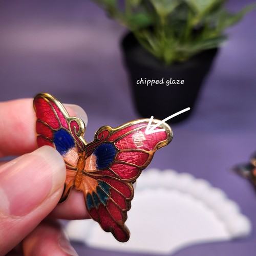 Vintage Cloisonné Enamel Butterfly Brooches - Choose Your Favorite Butterflies - Picture 31 of 33