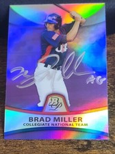 2010 Bowman Platinum Prospects Purple Refractor Brad Miller USA Silver Autograph