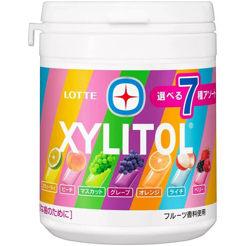 LOTTE XYLITOL Gum 7+1 Fruit Flavor Assorted bottle Gum【6bottles