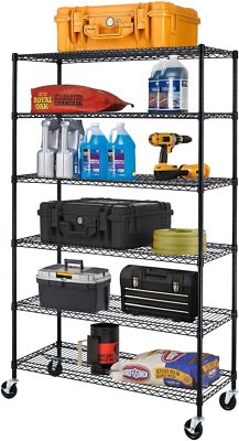 Heavy Duty Metal Wire Shelving Height Adjustable Utility Steel 18x48x78, 6-Tier