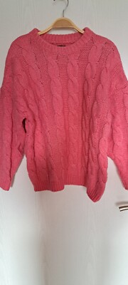 Warmer Pullover mit Zopfmuster, Gr. 38/40 (M-L), zartes Pink, NEU!