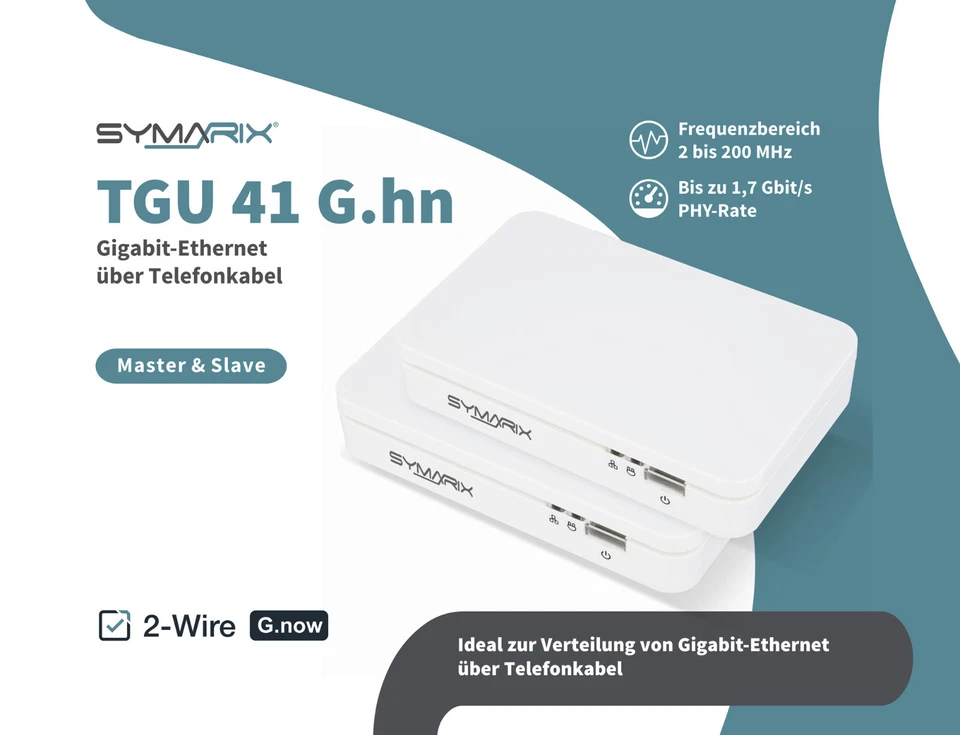 SYMARIX TGU 41 G.hn Gigabit Ethernet über Telefonkabel Set Master & Slave - Bild 2 von 4