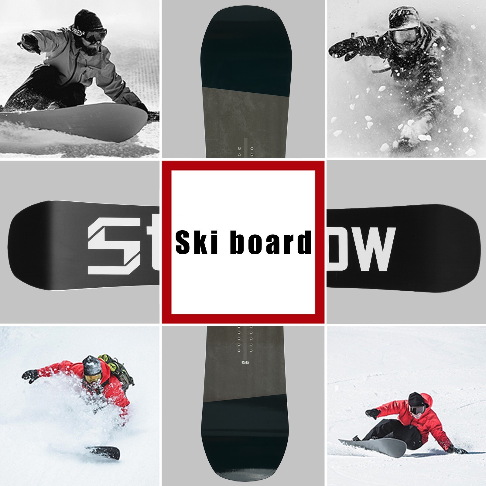 Hardwood Snowboard for Beginners Solid Core Construction Adjustable Snowboard