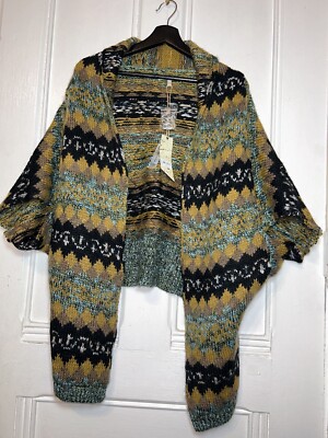 NWT Gimmicks By BKE Buckle Weaved Multicolor Open Front Cardigan Sweater XS/S