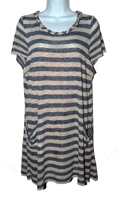MAX&MOI Paris Women's Striped Gray Beige Women's Shirt Top Size 44 L