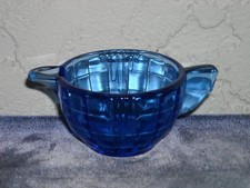 Akro Agate Large Stacked Disc and Interior Panel Creamer Cobalt Blue
