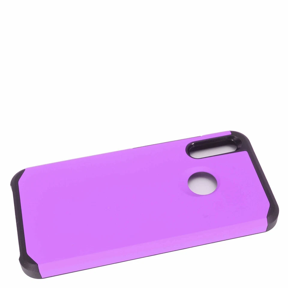 For Motorola E6 Plus XT2025 Rubberized Hybrid Slim Shockproof Case Purple/Black - Image 3 of 4