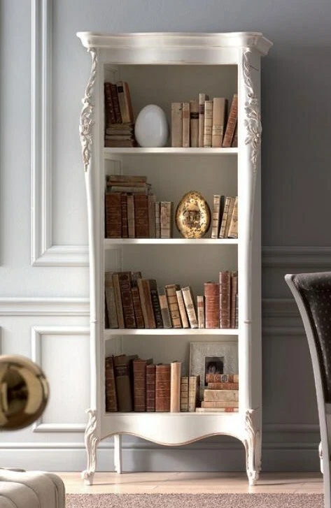 MOBILE LIBRERIA INTAGLIATA LEGNO DI TANGANIKA COLORE NOCE/LACCATO C/FOGLIA 1018 - Immagine 3 di 4