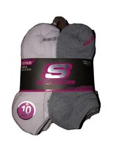 Skechers Girl  s No Show Socks White 10-Pair Shoe Size 4-9.5 Sock Size 9-11  20