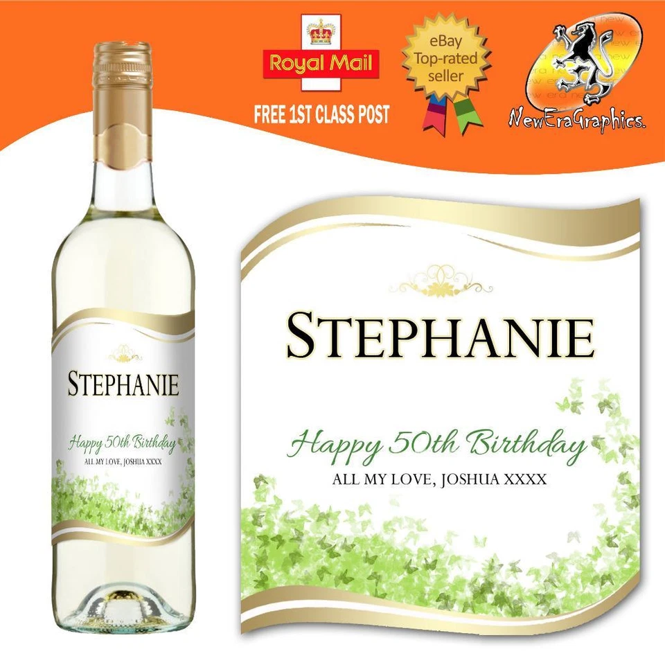 PERSONALISED WHITE WINE BOTTLE LABEL BIRTHDAY ANY OCCASION GIFT