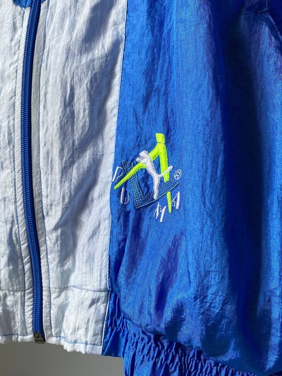 ✅VINTAGE PUMA プーマ 80s 蛍光グリーン ナイロン ピステパンツ Vintage PUMA Tracksuit Set M Blue Neon Green 80s 90s Retro