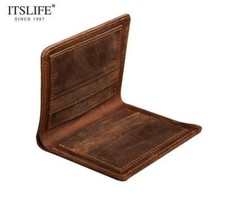 Mens Genuine Top Leather Cowboy Retro Wallet Brown FAST SHIP C2