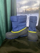Cat Jack Boys Dane Snow Boots Blue Textile Waterproof Mid Calf Hook Loop New