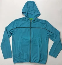 Hugo Boss Men Green Label Sorajo Full Zip Golf Hoody Sweatshirt Blue Size XL