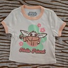 DISNEY Star Wars Girls Youth Medium 7/8 Baby Yoda Grogu Shirt Hello Friend — photo 1