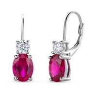 Miore Damen OhrhäNger - Sterling Silber 925 Mit Rubinen 2 Kt & Zirkonia 0.9 Kt