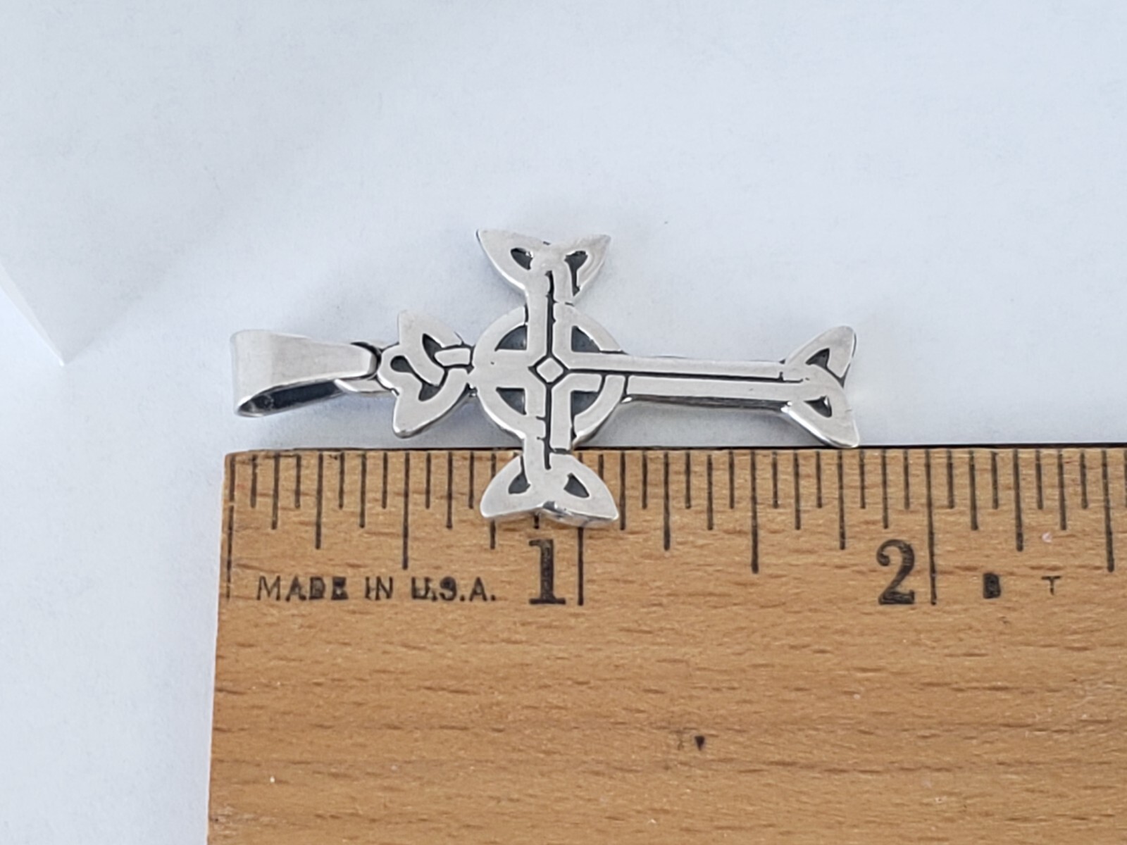 Mexico Sterling Silver Celtic Knot Cross Pendant - Gem