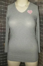 NWT Great Expectations Sz L/S Maternity Long Sleeve V-Neck Raglan Top GRAY #WS3