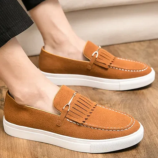 Мужские замшевые повседневные туфли без шнурков кроссовки корейский пряжка модные насосы большой размер - Изображение 3 из 4