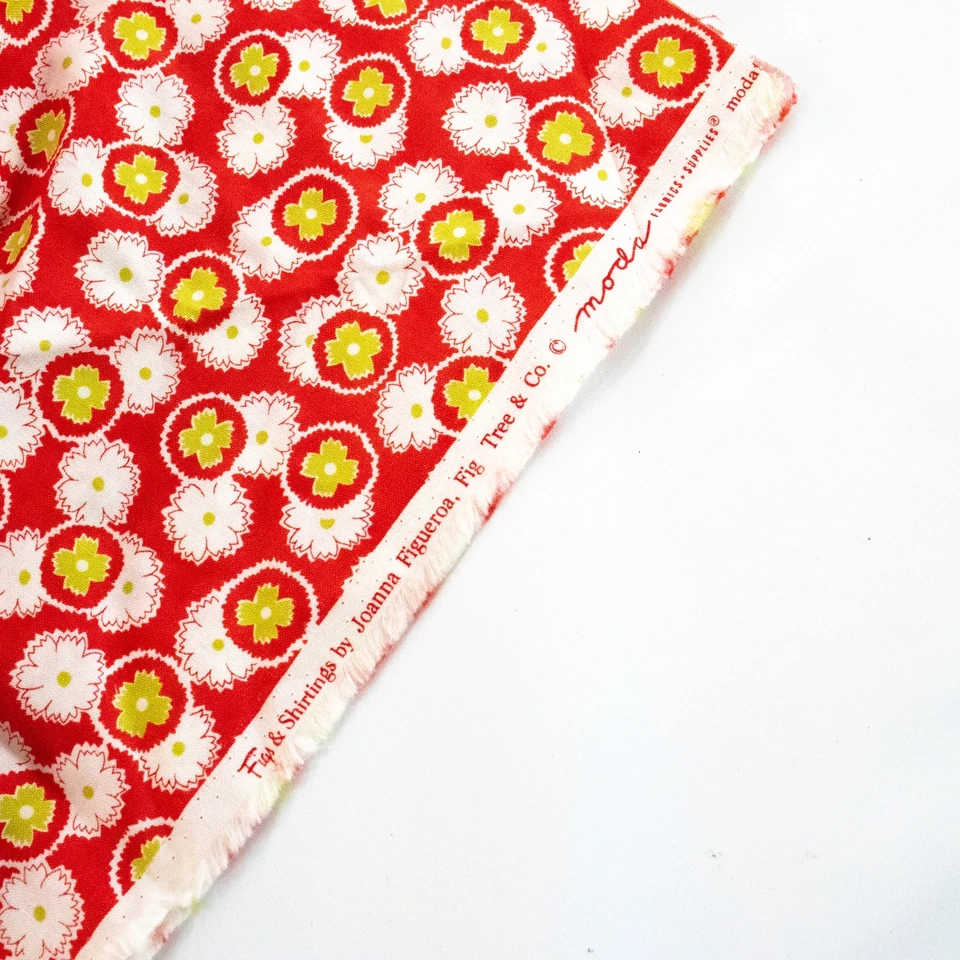 Figs Shirtings Jelly & Jam Barn Red by Fig Tree for Moda Quilting Floral 17x44 - Image 2 of 3
