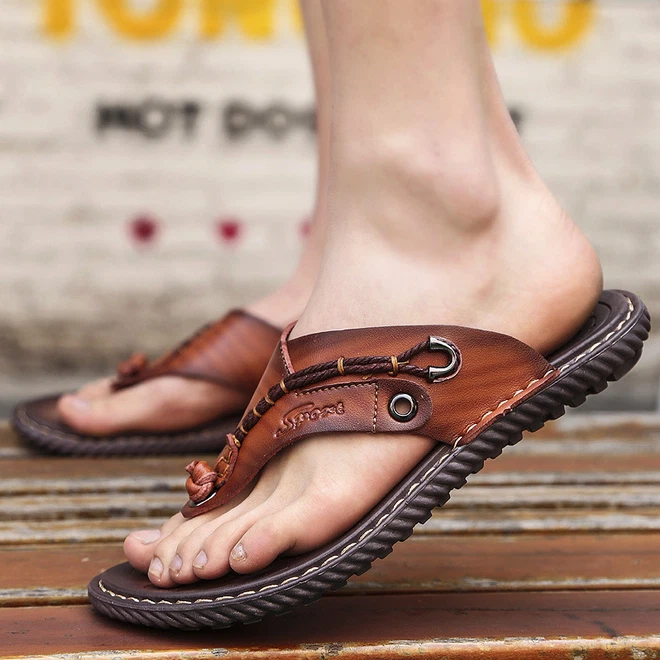 Brown Leather Slippers