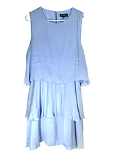 Sam Edelmon Womens Dress Tiered Sleeveless Silky Powder Blue 14 Fairy Romance
