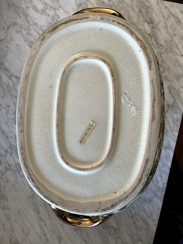 Vintage chinesische handbemalte und vergoldete Porzellan Fuß Bad Schleife - Bild 11 von 11