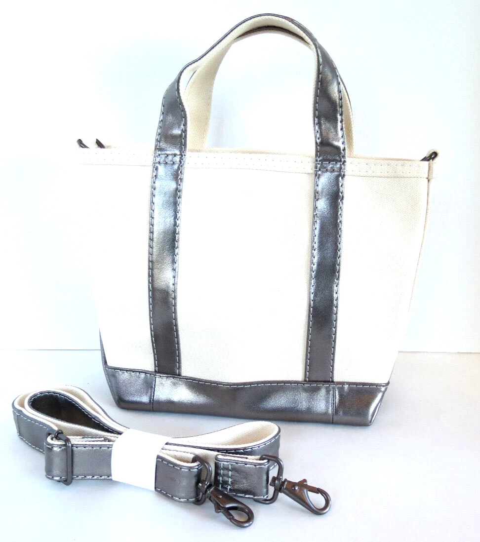 NEW - Limited Edition LL Bean Boat & Tote Bag with Dark Pewter Leather & Strap