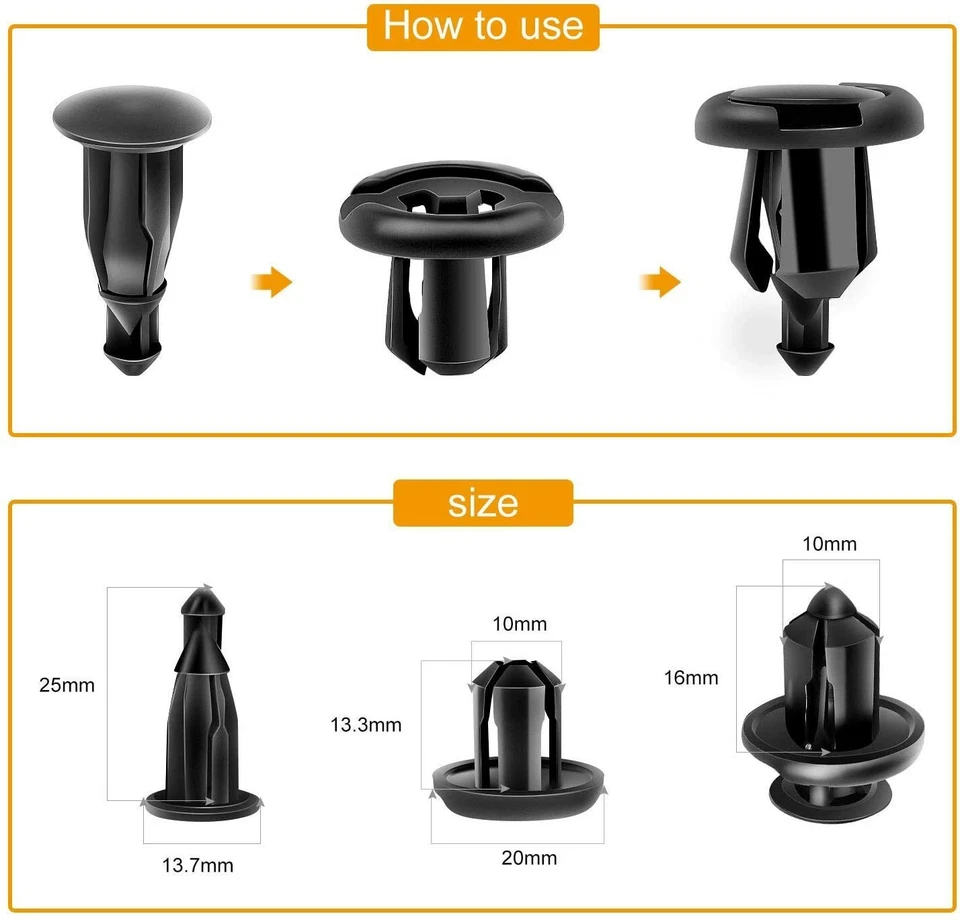 40 PIEZAS Clips de remache de sujetador de parachoques automático de nailon de 10 mm para kits de tornillos Honda y Acura Foto 3 de 4
