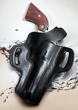 For 5.5" SINGLE ACTION REVOLVER, Right Hand Black Leather Belt Holster