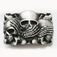 skull Belt Buckle Original Black Flame Shy Skulls Shape Pattern