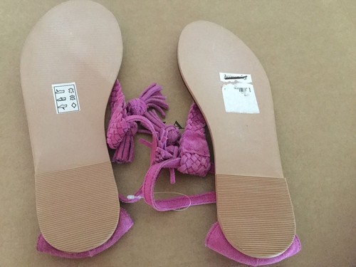 Accesorize genuine suede leather pink flat toe post sandals NEW UK 6 EUR 39. - Picture 4 of 9