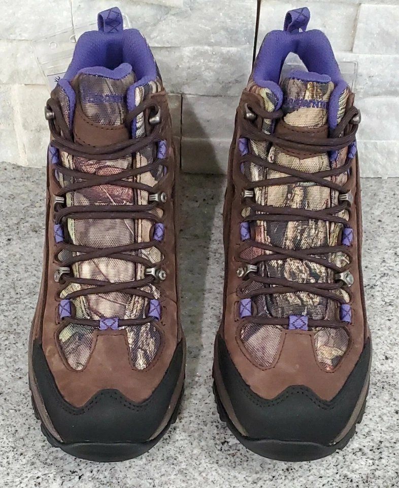Botas de caza Browning de cuero impermeables púrpura y camuflaje con cordones 400 g para mujer 7M Foto 2 de 4