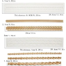 Rope Strip Cake Border Scroll Lace Baroque Silicone Mold Fondant Sugarcraft
