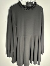 ZARA Womens Long Sleeve High Neck Black Dress Size L