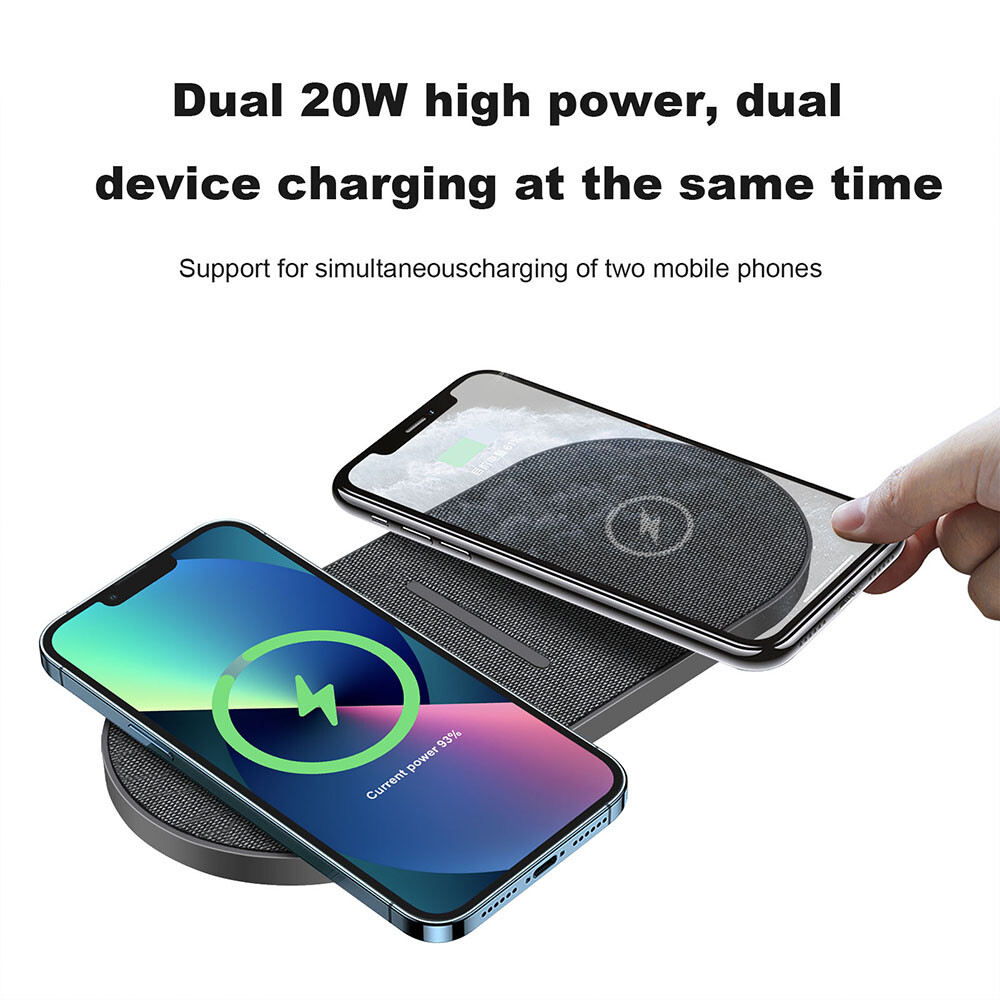 Dual 20W Wireless Charger Mat Pad For Apple AirPods iPhone 15 Samsung Z Flip 5/4