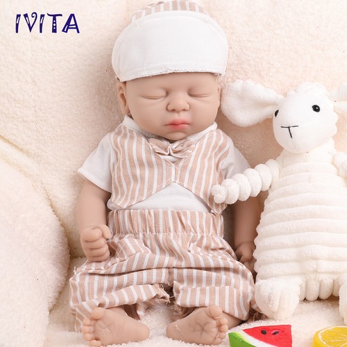 IVITA 15"Schlafender Junge Ganzkörper-Silikon Niedlicher Reborn Baby Puppe - Bild 8 von 12