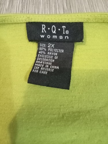 R.Q.T Women’s Top Long Sleeve Layered Blouse Size 2XL Green Pullover E2 - Picture 2 of 3