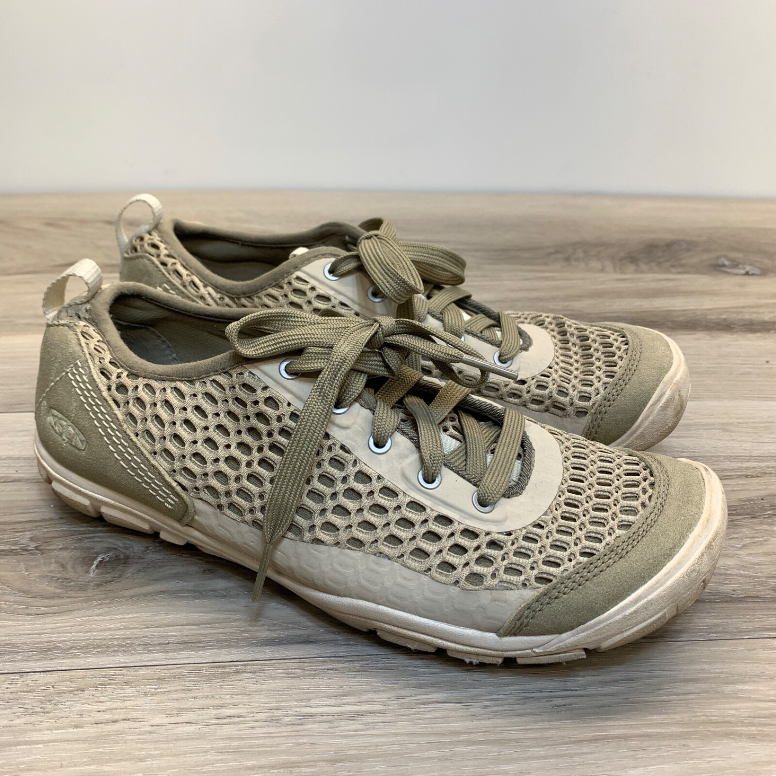 KEEN Sneaker da donna Mercer Lace CNX taglia 8 5 mandrino cachi marrone chiaro maglia pelle scamosciata