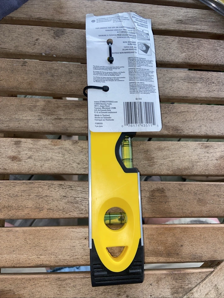 STANLEY, 9" MAGNETIC SHOCK PROOF TORPEDO SPIRIT LEVEL 0 43-511 + LINE LEVEL 0 - Image 2 of 2