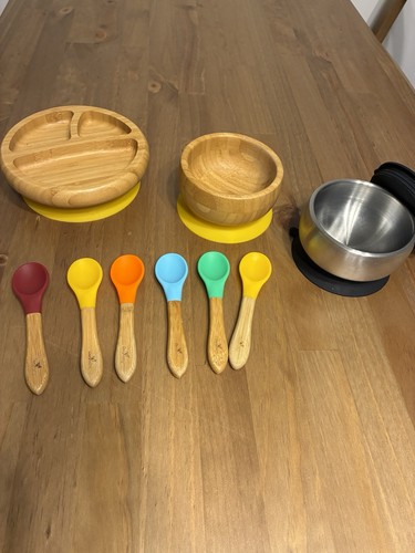 Avanchy Bamboo and Stainless Steel Baby Feeding Set