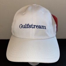 NWT Gulfstream Strapback Baseball Cap White One Size Adjustable Embroidered