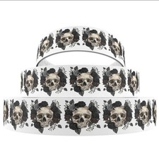 1 inch 1 yard Human Skull Black rose Grosgrain Craft Ribbon 1253147