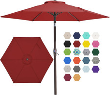 7.5FT Patio Umbrella Outdoor Market Umbrella with 6 Sturdy Ribs, Push Button Til